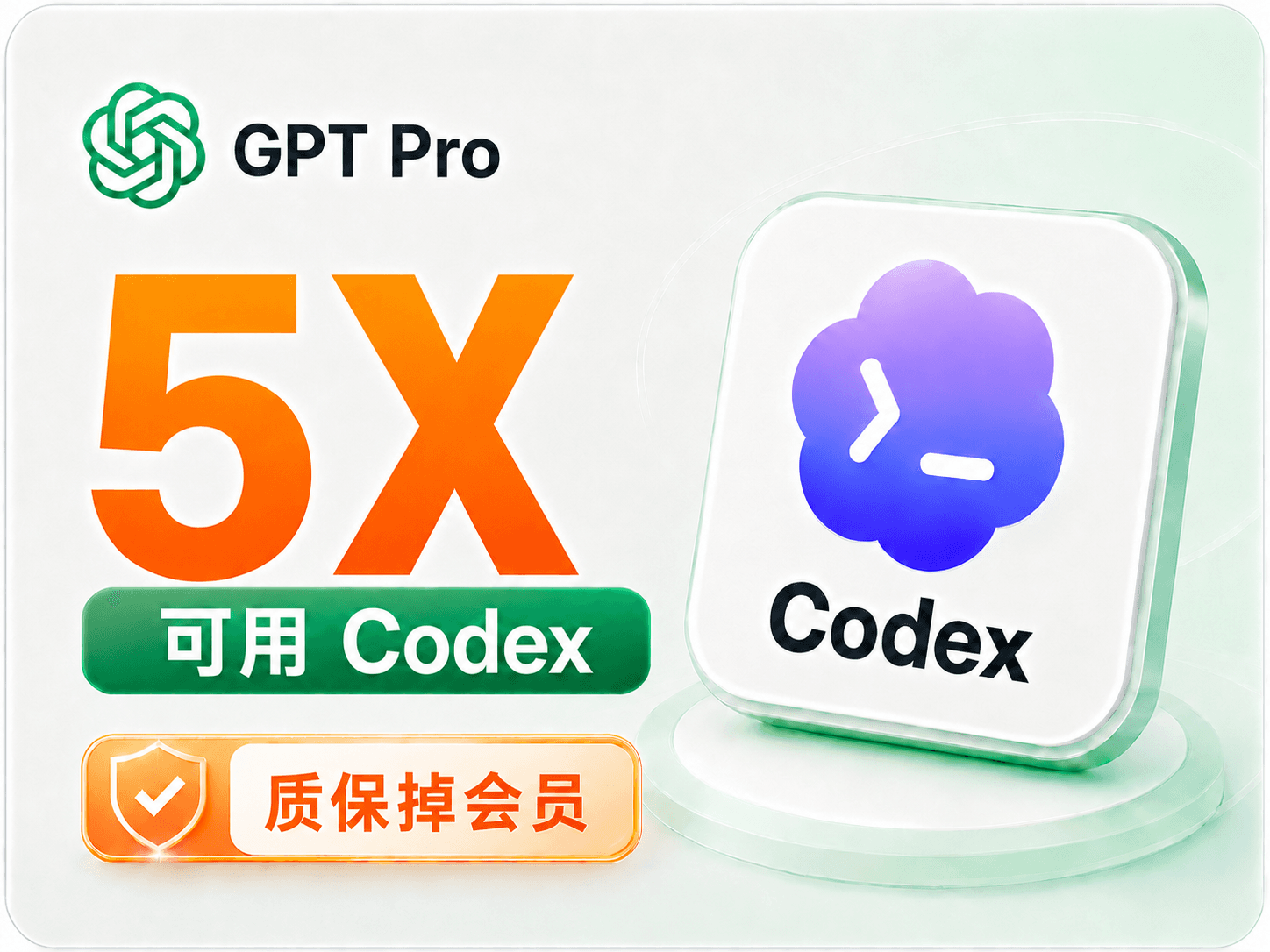 GPT Pro 5X 官方代充30天（只质保掉会员）